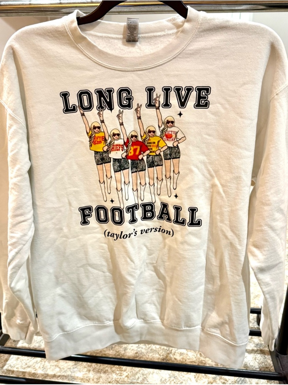 Long Live Football Graphic Crewneck Sweatshirt - White